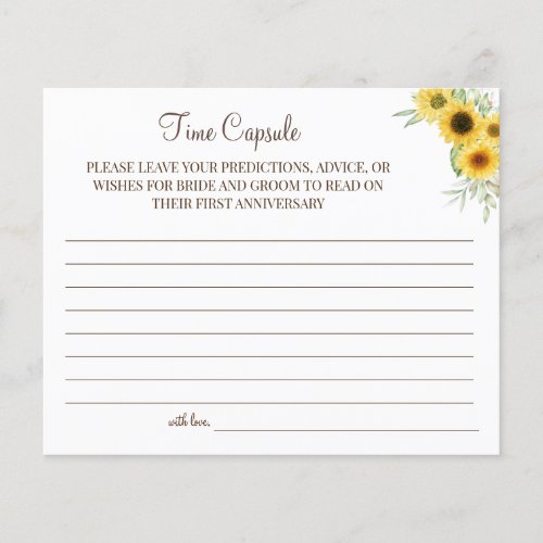 Sunflower Time Capsule wedding anniversary card Flyer