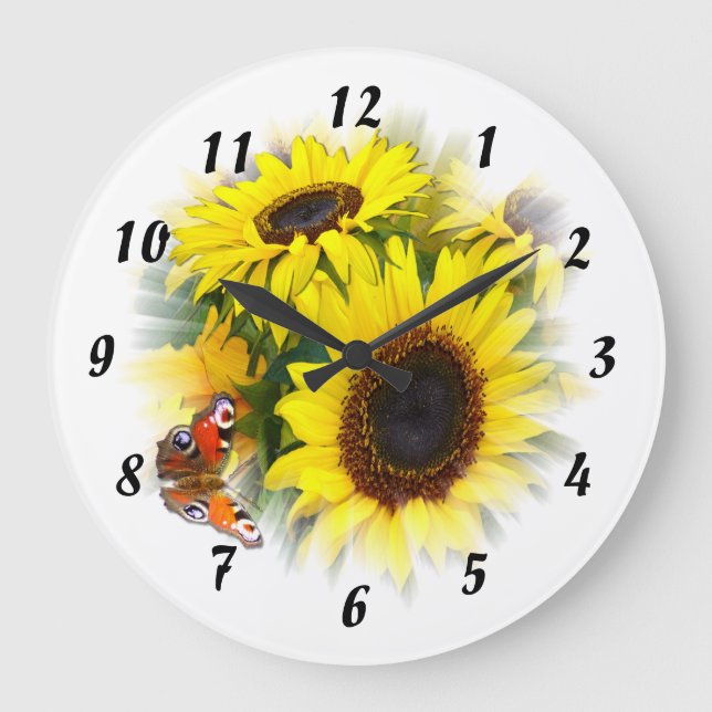Sunflower Time Large Clock (Front)