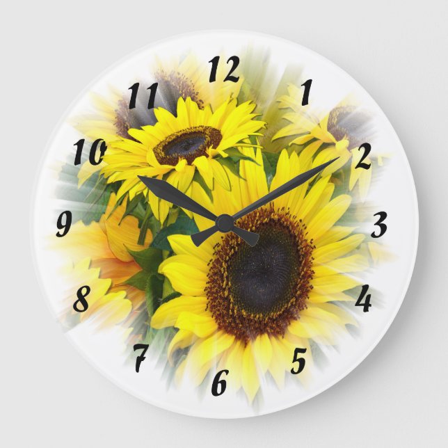 Sunflower Time Large Clock (Front)