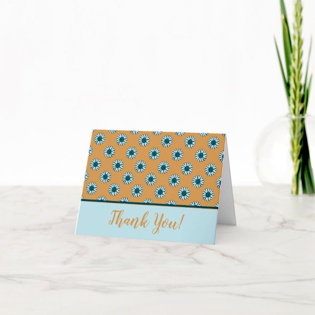 Sunflower Tiny Blue Flowers Letterpress Thank You Card (Sunflower Tiny Blue Flowers Thank You Card from Studio Posies. )
