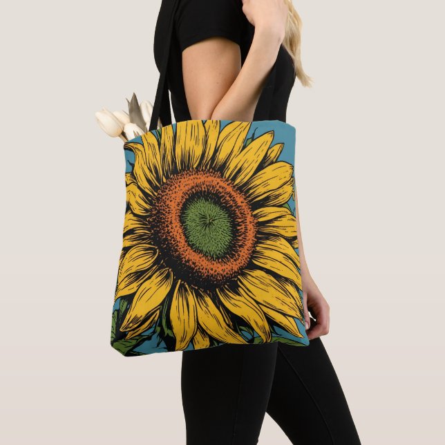 SUNFLOWER TOTE PURSE FOR MOM BAG (Close Up)