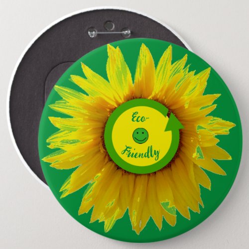 Sunflower Trendy Green Eco_Friendly  Button
