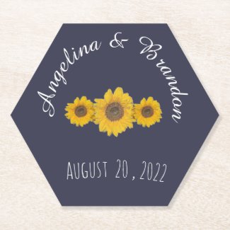 sunflower trio for weddings can cooler paper coaster