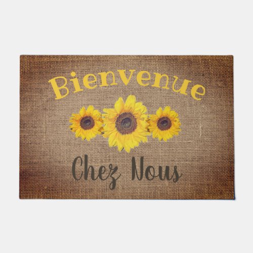 Sunflower trio _  French  Welcome Doormat