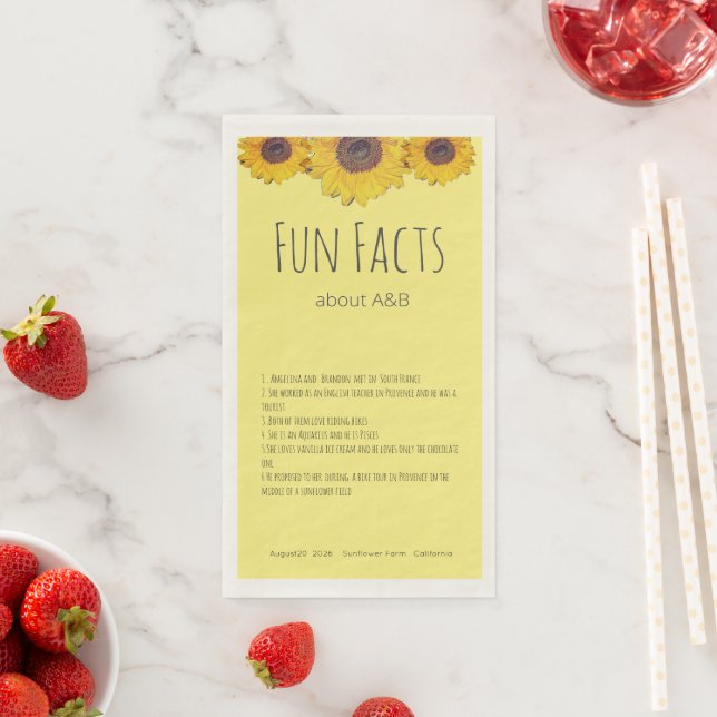  Sunflower trio  - Fun Facts Napkins (Insitu)