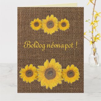 Sunflower trio   in burlap- name day