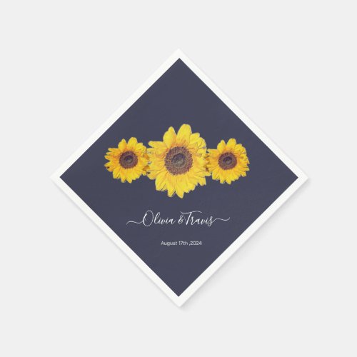 sunflower trio no2  for weddings paper napkins