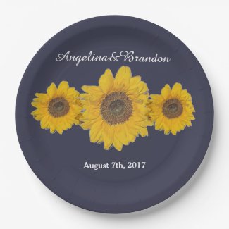sunflower trio no3 for weddings paper plate