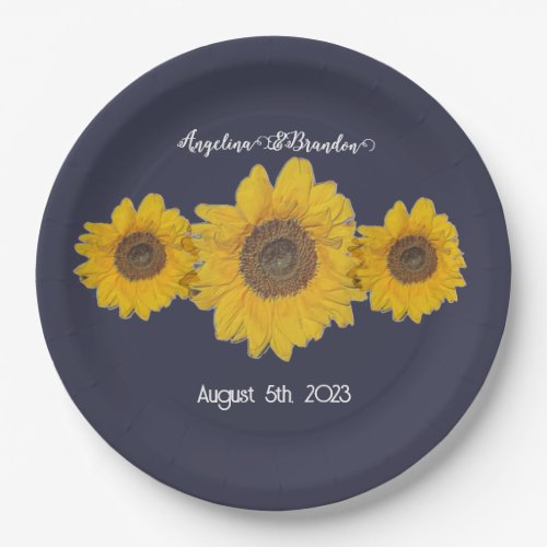 sunflower trio no3 for weddings paper plates