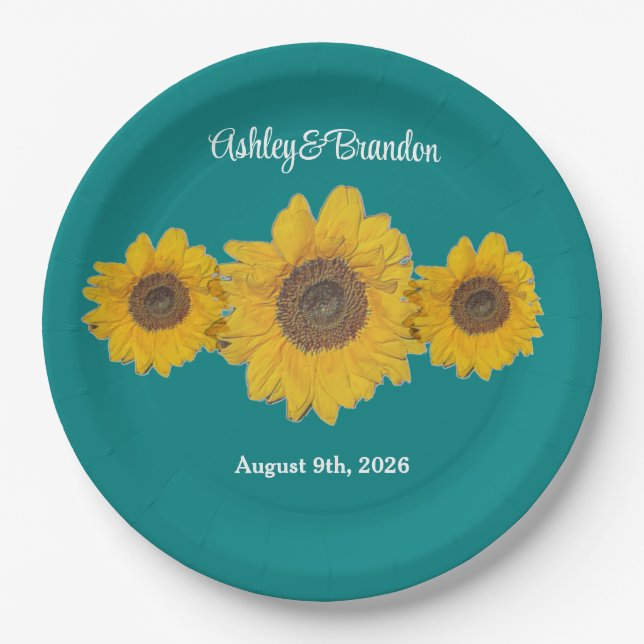 sunflower trio no3 for weddings paper plates (Front)