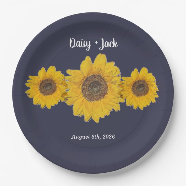 sunflower trio no3 for weddings paper plates (Front)