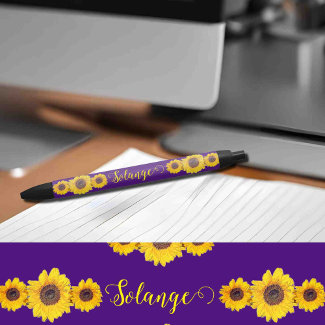Sunflower trio no 2 -personalized black ink pen