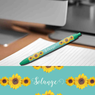 Sunflower trio no 3 -personalized black ink pen