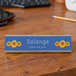 Sunflower trio -personalized desk name plate