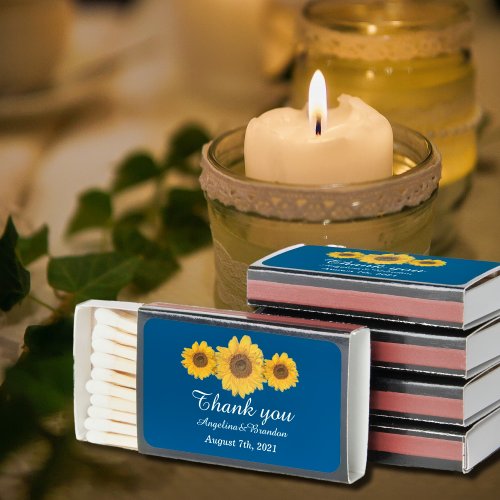 sunflower trio personalized _ rustic wedding matchboxes