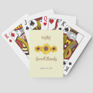 Sunflower trio- personalized wedding favor poker cards