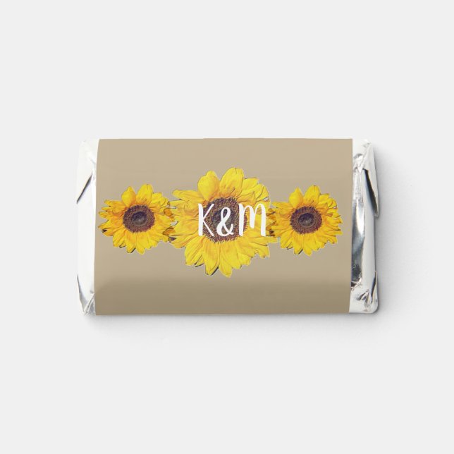 Sunflower trio - personalized wedding  hershey's miniatures (Front)