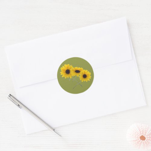 Sunflower Trio Photos Summer Colors Classic Round Sticker