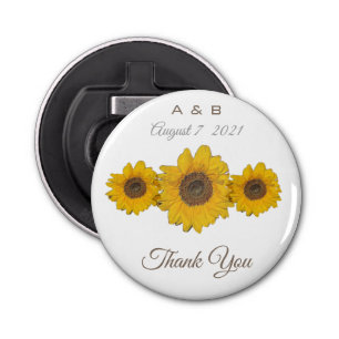 Sunflower trio - wedding favors bottle opener