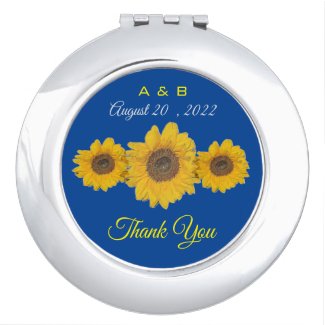 Sunflower trio - wedding favors compact mirror