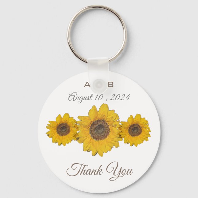 Sunflower trio - wedding favors keychain (Front)