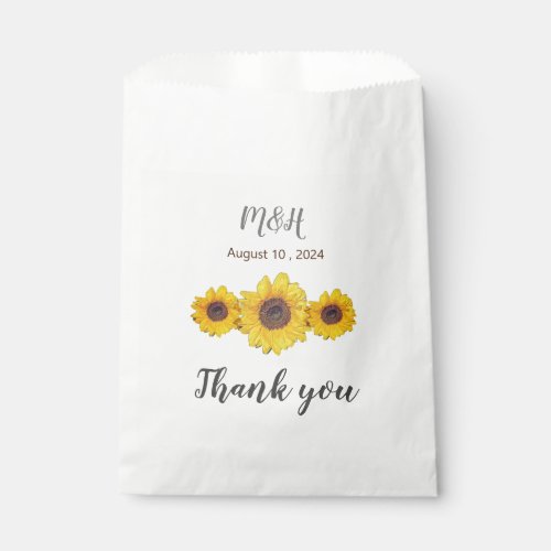 sunflower trio  _  wedding Thank you   Favor Bag