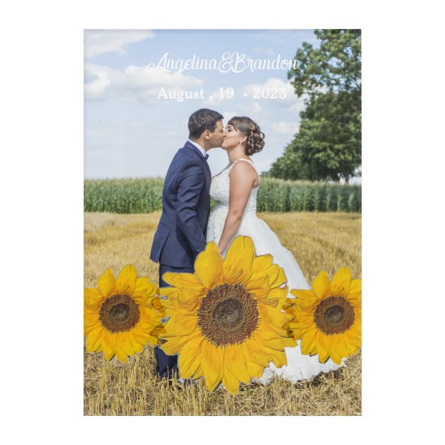 sunflower trio  - your wedding photo  acrylic print (Front)