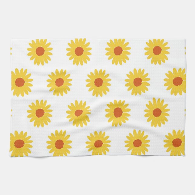 Sunflower Tropical Floral Botanical Spring Summer Kitchen Towel (Horizontal)