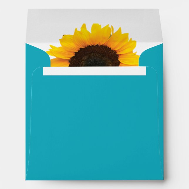 Sunflower Turquoise Personalized Square Envelope (Back (Bottom))