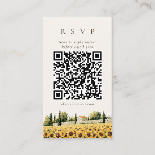 Sunflower Tuscan Italian Summer QR Code RSVP Card