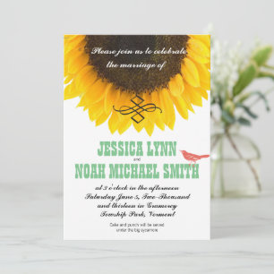 Sunflower Typography Modern Wedding Invitation