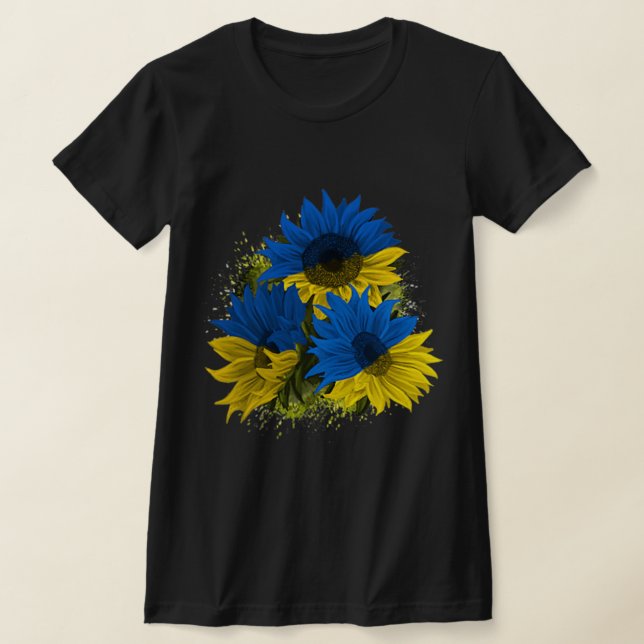 Sunflower Ukraine  I Stand With Ukraine Peace Flag T-Shirt (Laydown)
