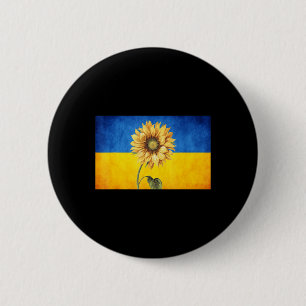 Sunflower Ukraine Ukrainian Flag Vintage Stand Wit Button