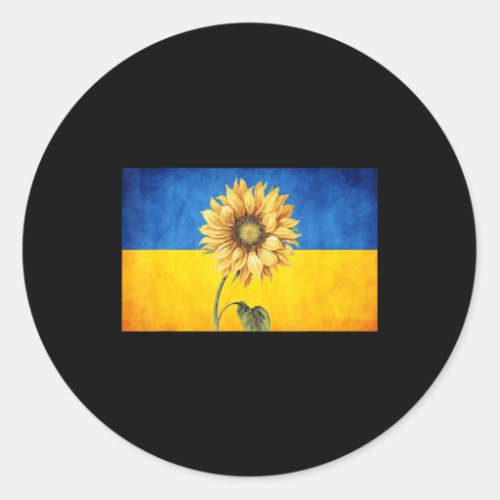 Sunflower Ukraine Ukrainian Flag Vintage Stand Wit Classic Round Sticker