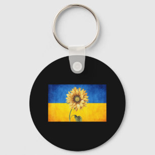 Sunflower Ukraine Ukrainian Flag Vintage Stand Wit Keychain