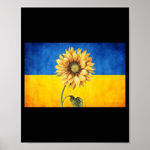 Sunflower Ukraine Ukrainian Flag Vintage Stand Wit Poster