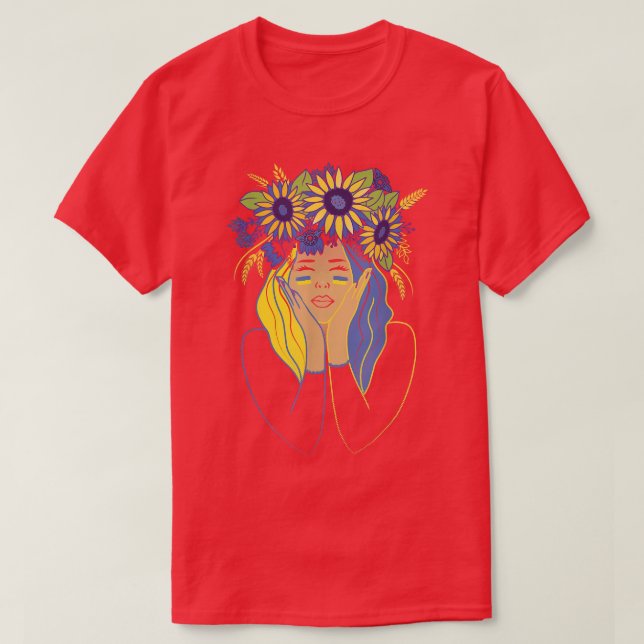 Sunflower Ukraine Woman Ukrainian Flag Girl Pro Uk T-Shirt (Design Front)