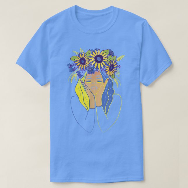 Sunflower Ukraine Woman Ukrainian Flag Girl Pro Uk T-Shirt (Design Front)