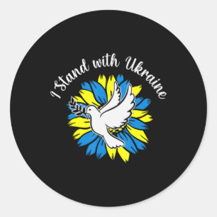 Sunflower Ukrainian Flag Dove Ukraine I Stand With Classic Round Sticker