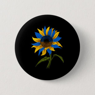 Sunflower Ukrainian Ukraine Flag Stand With Ukrain Button