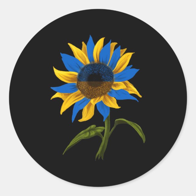 Sunflower Ukrainian Ukraine Flag Stand With Ukrain Classic Round Sticker (Front)