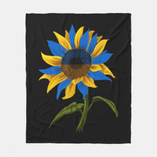 Sunflower Ukrainian Ukraine Flag Stand With Ukrain Fleece Blanket