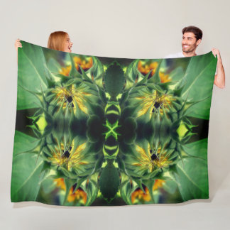 Sunflower Unfolding Abstract Fleece Blanket