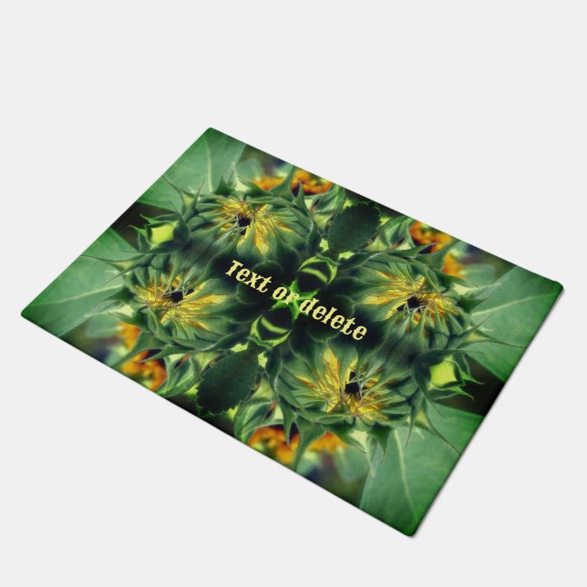 Sunflower Unfolding Abstract Personalized Doormat (Angled)