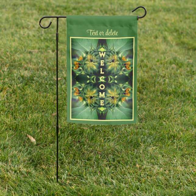 Sunflower Unfolding Abstract Personalized Garden Flag (In SItu)