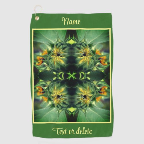 Sunflower Unfolding Abstract Personalized Golf Towel