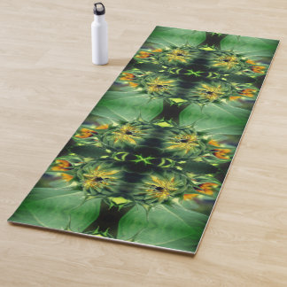 Sunflower Unfolding Abstract Yoga Mat