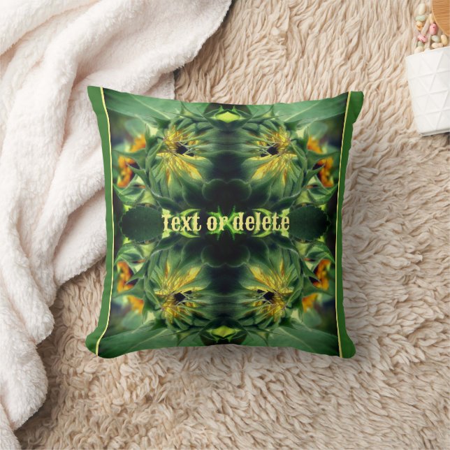 Sunflower Unfolding Floral Art Personalized Throw Pillow (Blanket)