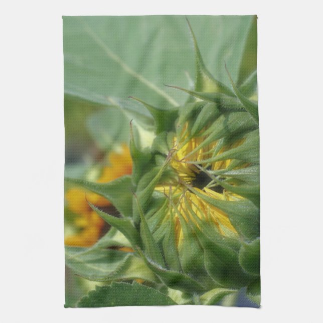 Sunflower Unfolding Floral   Kitchen Towel (Vertical)