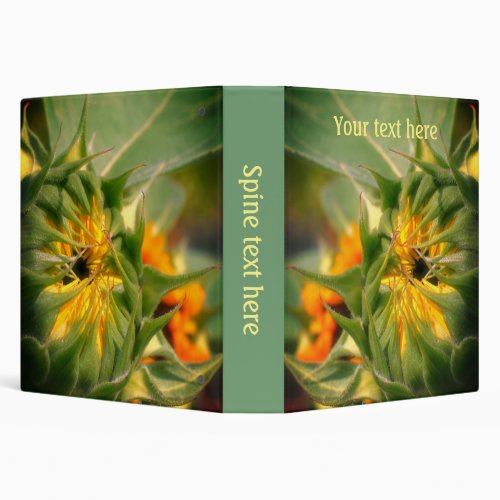 Sunflower Unfolding Personalized 3 Ring Binder